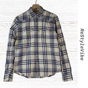 LEVI’S Men’s Size M Shirt Pearl Snap Plaid Western Style Front pockets Western